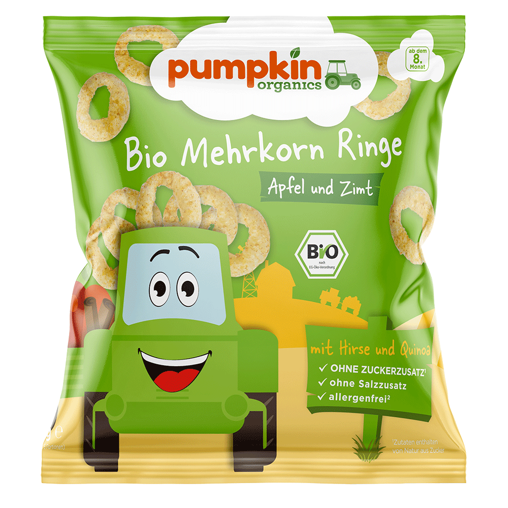 Bild: pumpkin organics Bio Mehrkorn Ringe Apfel und Zimt 