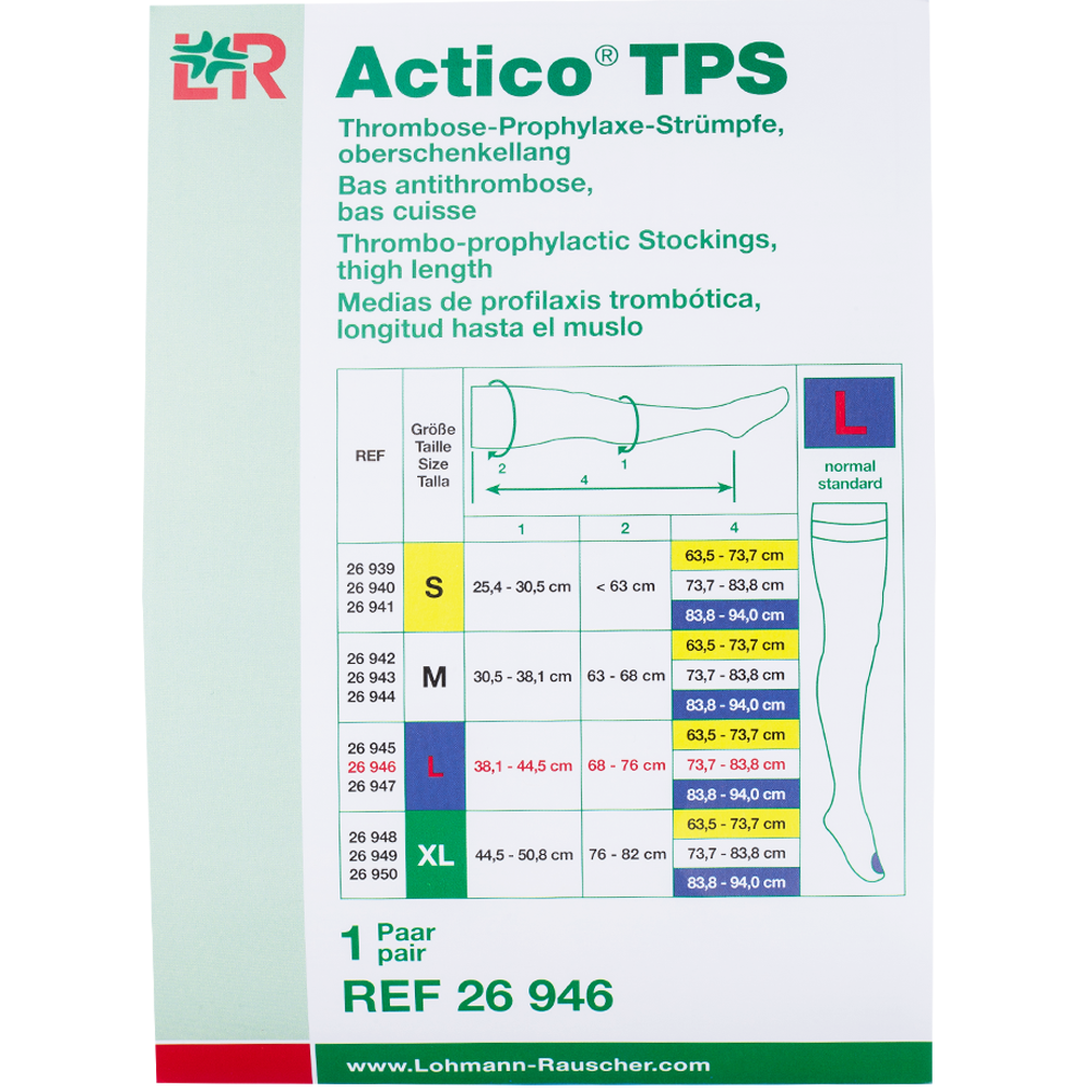 Bild: LOHMANN & RAUSCHER Actico® TPS Thrombose-Prophylaxe-Strümpfe oberschenkellang Gr. L 