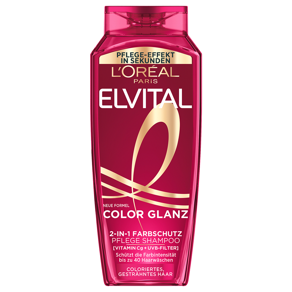 Bild: L'ORÉAL PARIS ELVITAL Color Glanz 2in1 Farbschutz Pflege Shampoo & Spülung 