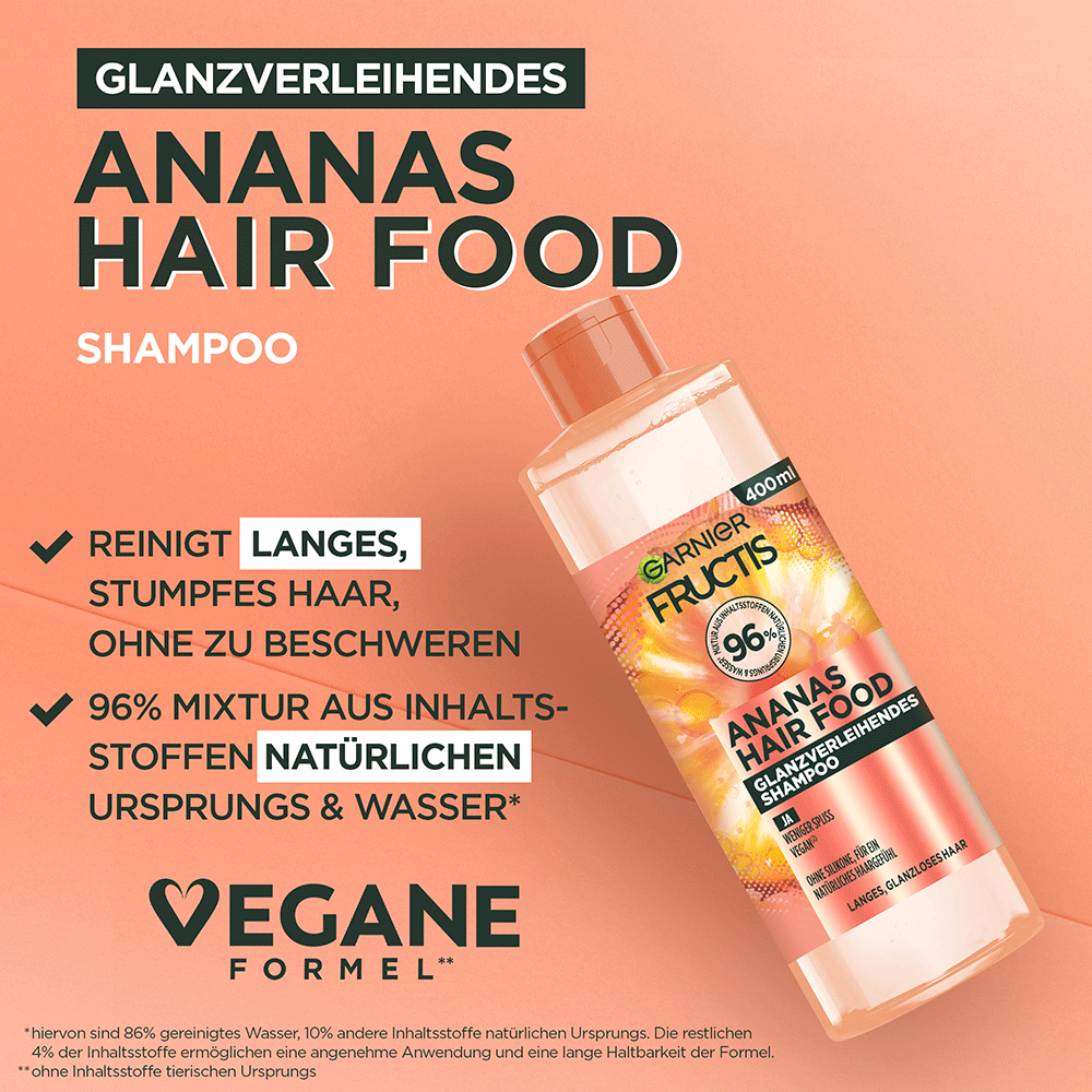 Bild: GARNIER FRUCTIS Ananas Hair Food Glanzverleihendes Shampoo 