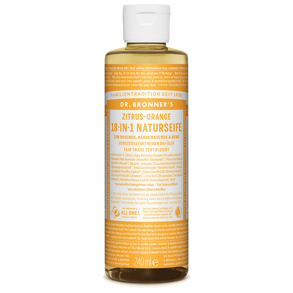 Bild: Dr. Bronner's 18-in-1 Naturseife Zitrus Orange 