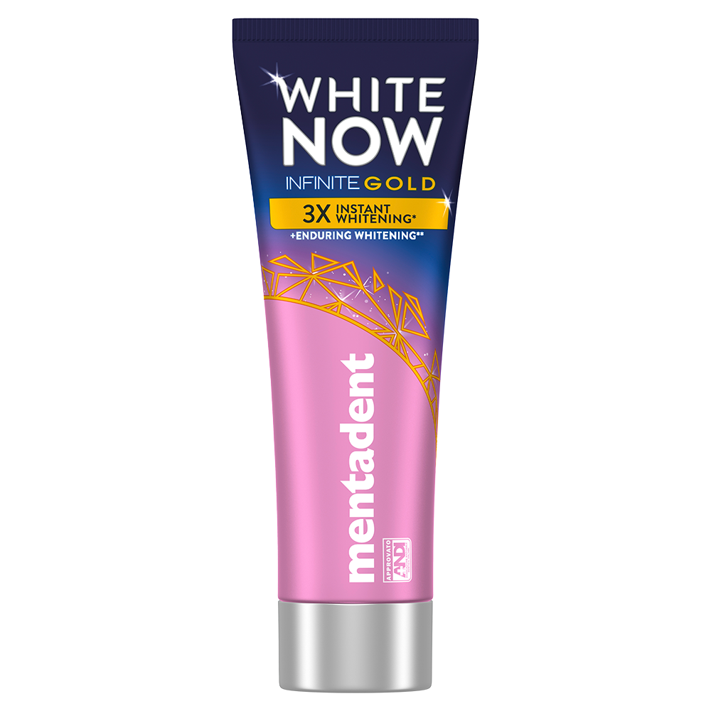 Bild: mentadent Infinite Gold White Now Zahncreme 