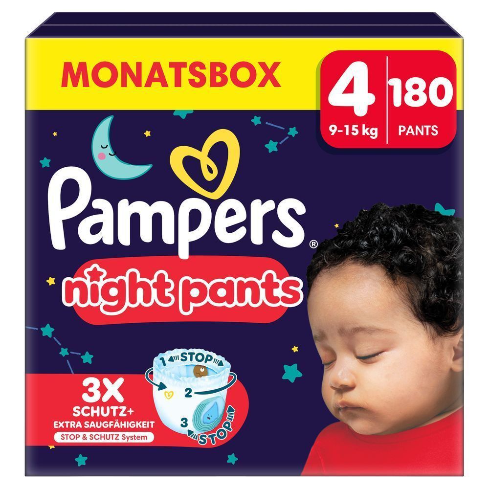 Bild: Pampers Night Pants Größe 4, 9kg-15kg, Monatsbox 