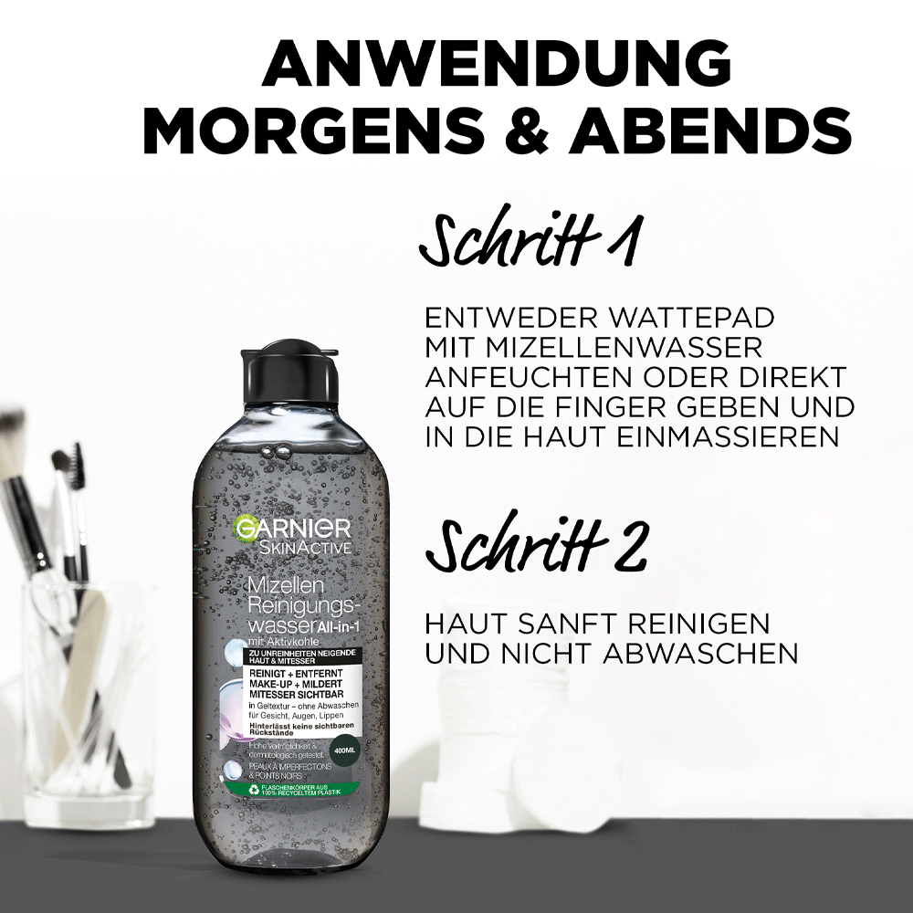 Bild: GARNIER SKIN ACTIVE Mizellen Reinigungswasser Aktivkohle 