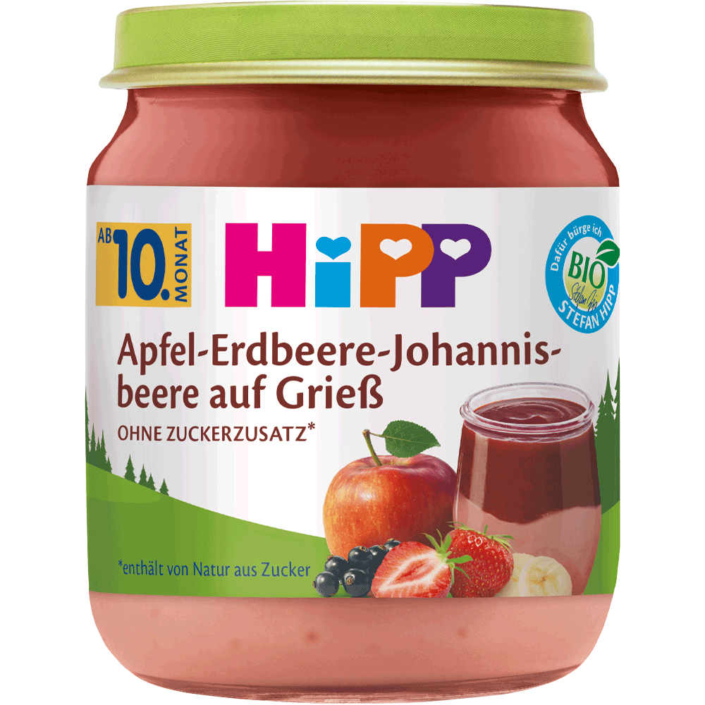 Bild: HiPP Apfel-Erdbeere-Johannisbeere auf Grieß 