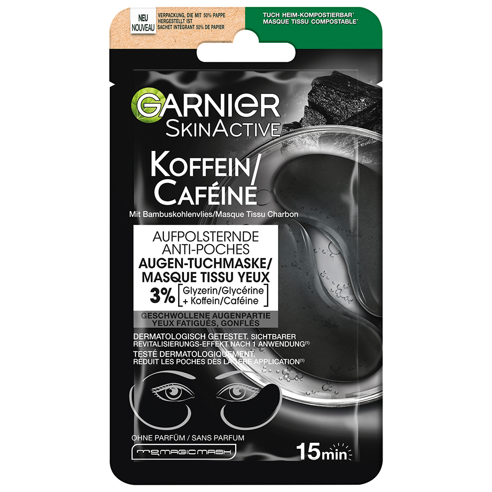 Bild: GARNIER SKIN ACTIVE Koffein Aufpolsternde Augen-Tuchmaske 