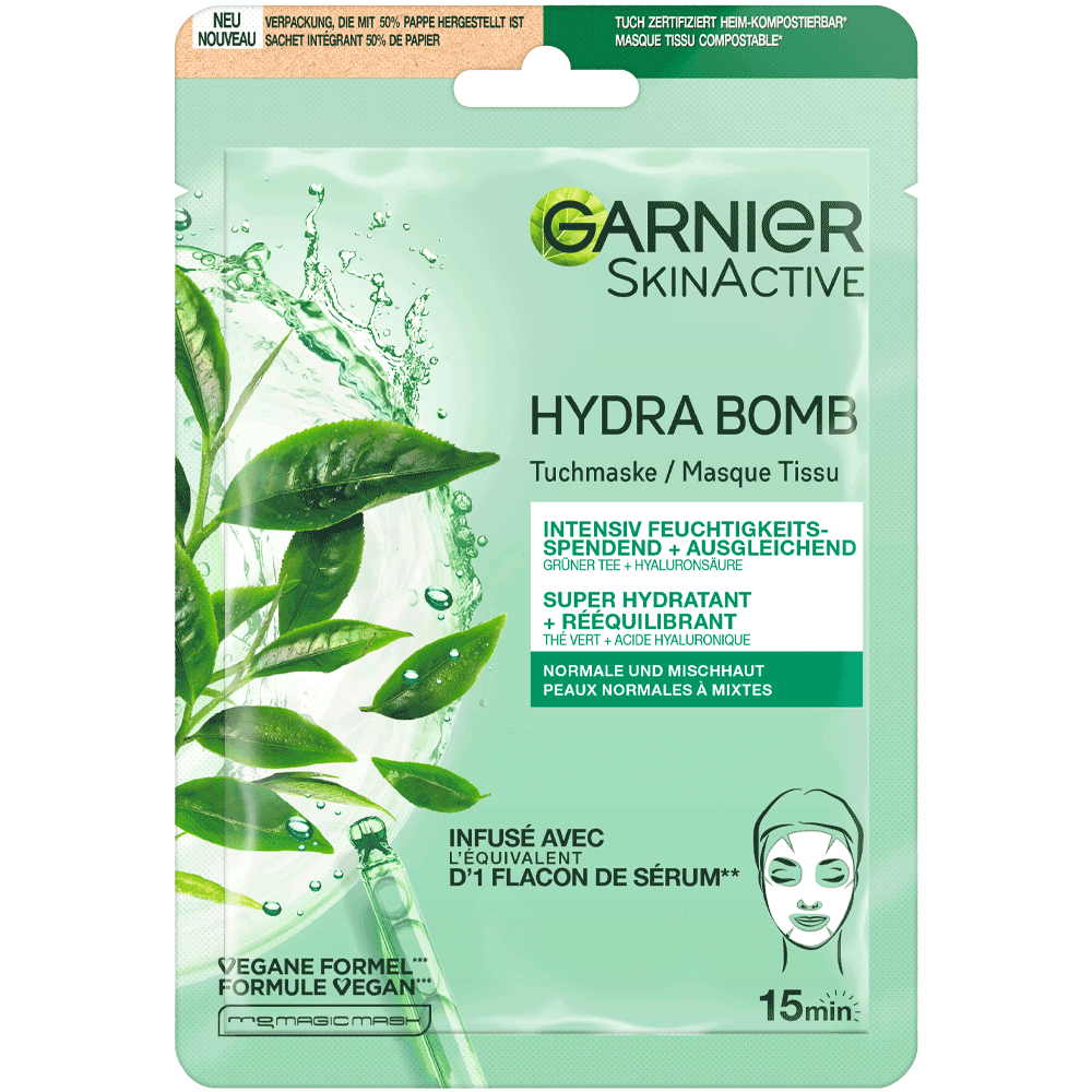 Bild: GARNIER SKIN ACTIVE Hydra Bomb Tuchmaske Grüner Tee 