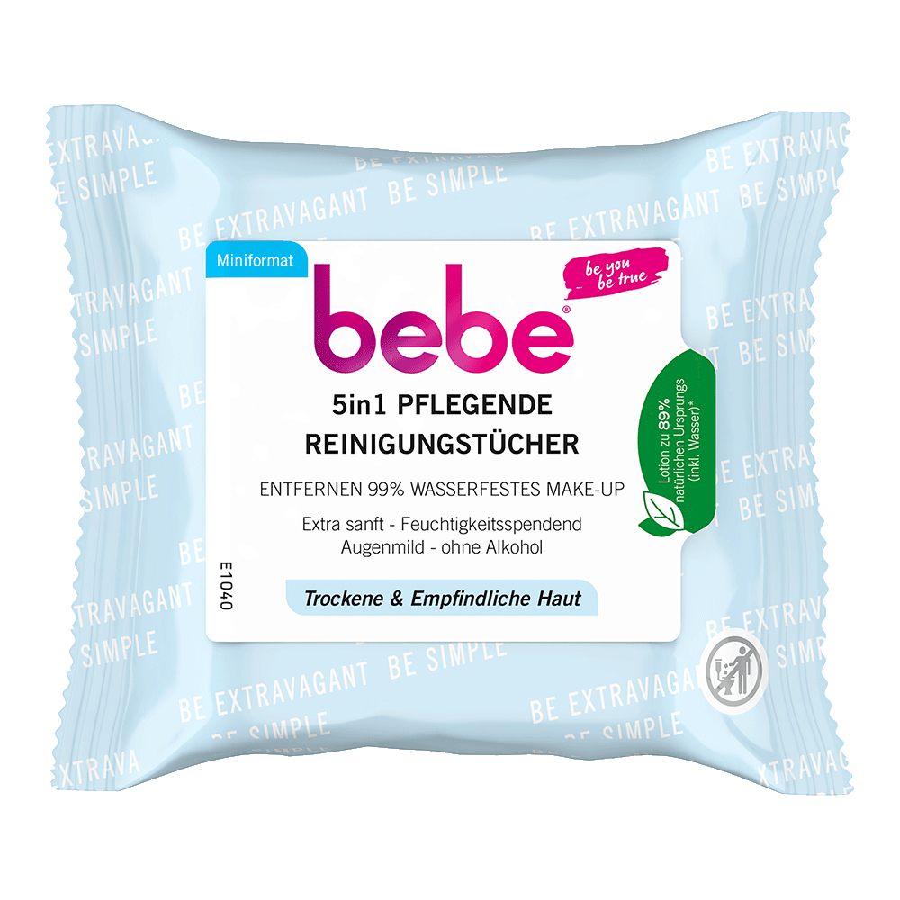 Bild: bebe 5 in 1 Pflegende Reinigungstücher Miniformat 