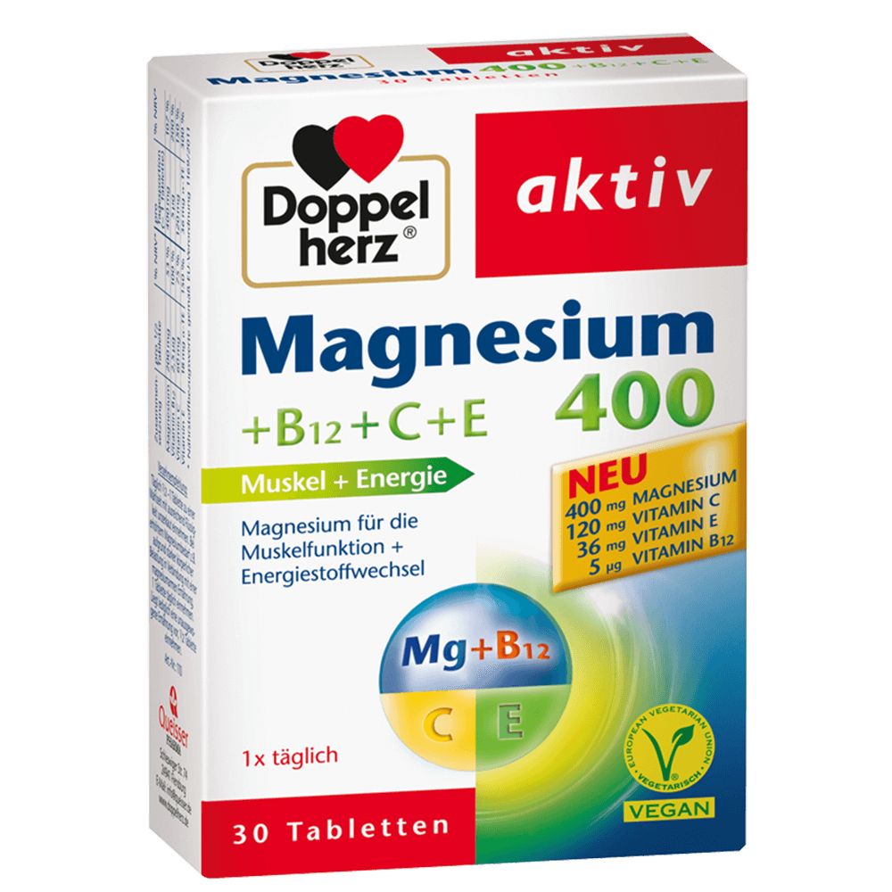 Bild: DOPPELHERZ Magnesium 400 + B12 + C + E 