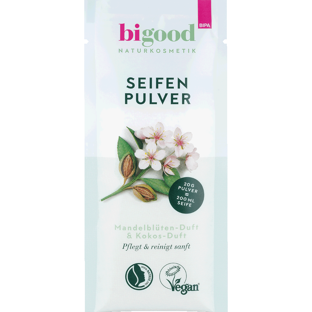 Bild: bi good Seifenpulver Starter-Set Mandelblüten & Kokos-Duft 