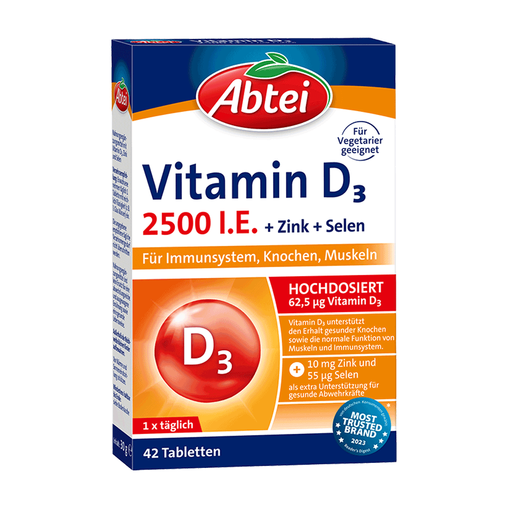 Bild: Abtei Vitamin D3 2500 I.E. + Zink + Selen 