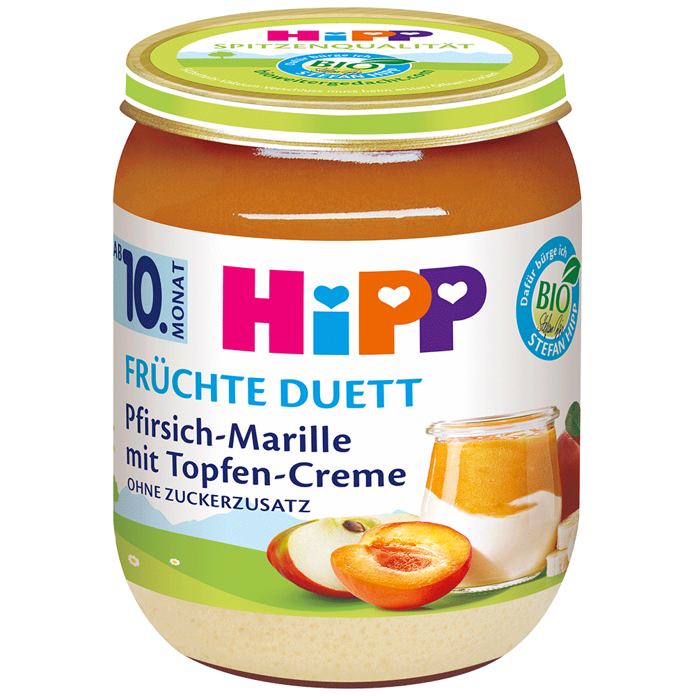 Bild: HiPP Pfirsich Marille mit Topfen Creme 